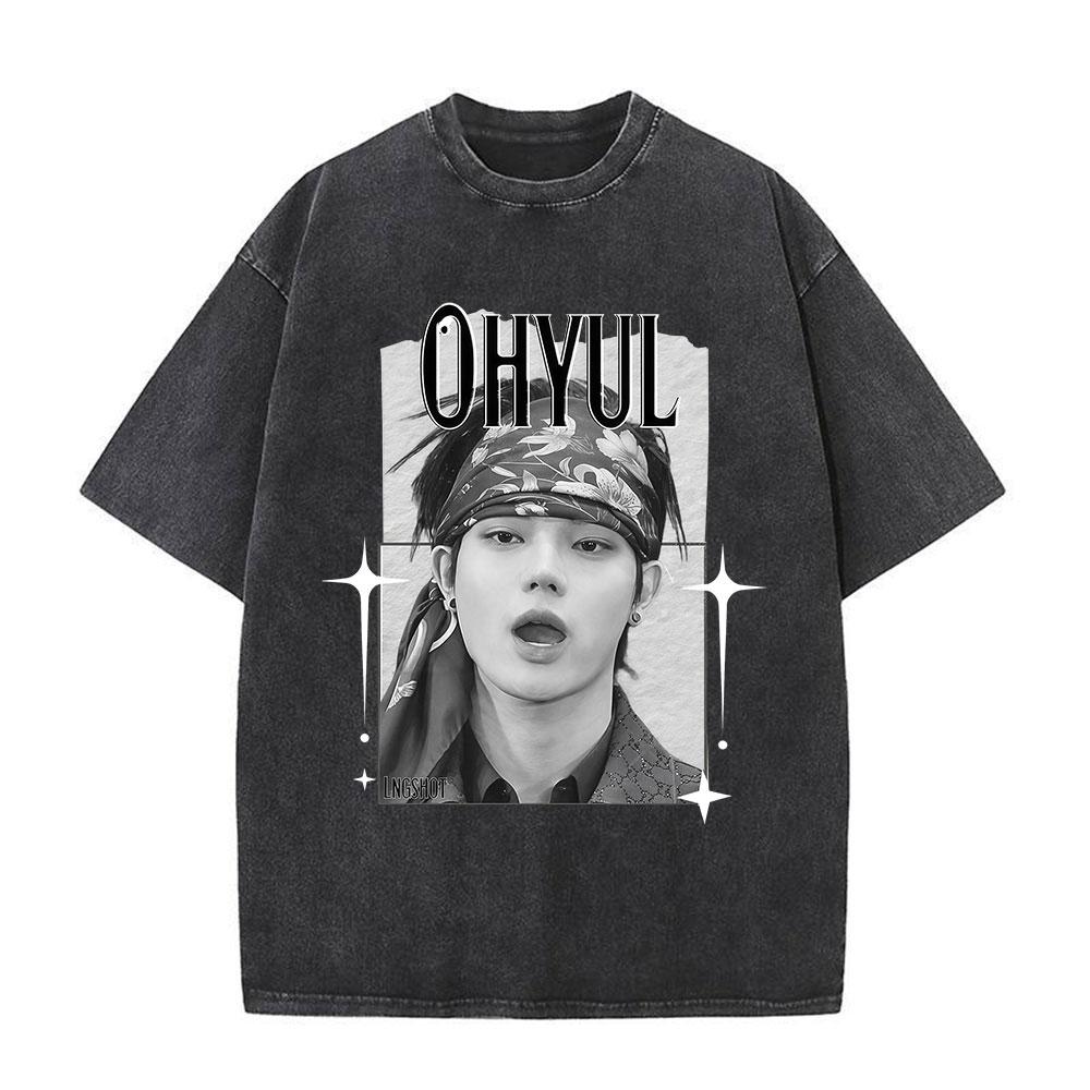 Vintage Washed Korean Kpop Lngshot T Shirt Men Women Clothing Fashion Hip Hop Short Sleeve Cotton Casual Tshirts Streetwear