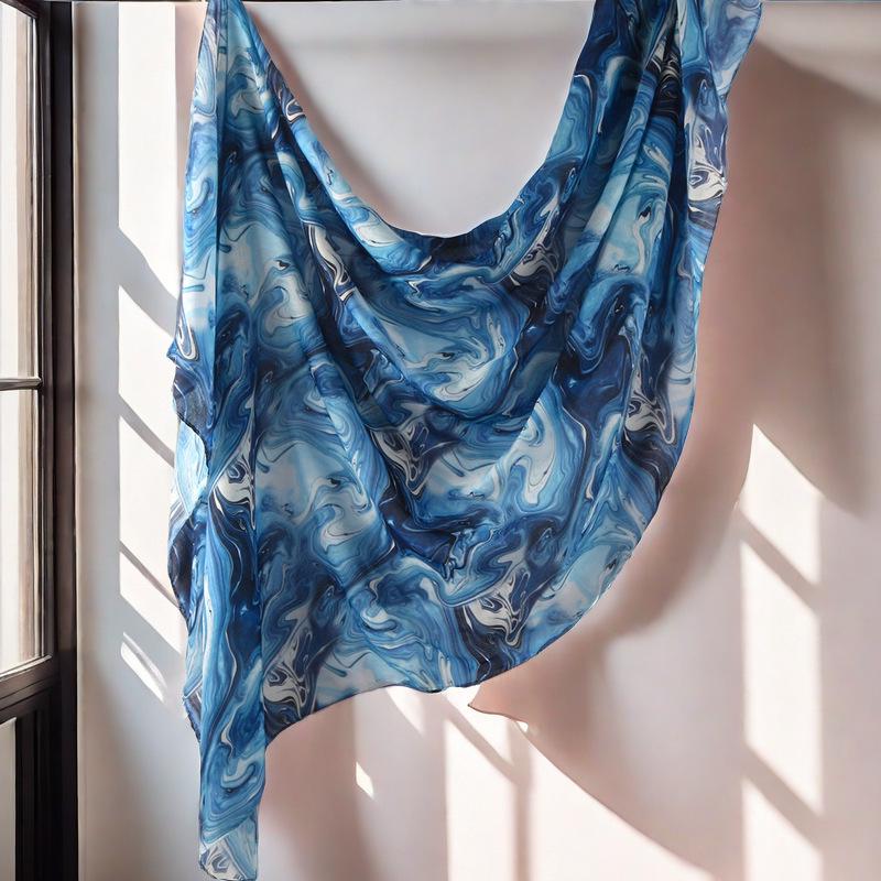 Ethnic Scarf: Modal Cotton Watercolor Print Shawl & Headscarf for Women