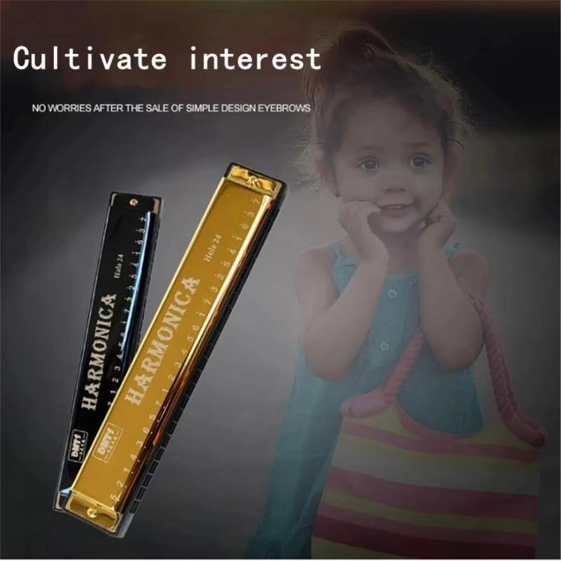 Portable 24 Hole Professional Metal Harmonica Suitable for Beginners, Comes with Case - Student Starter Kit, Children's Gift