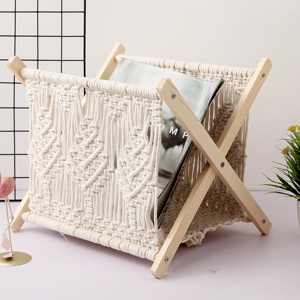 Nordic Cotton Rope Woven Magazine & Book Rack - Creative Floor-Standing Display