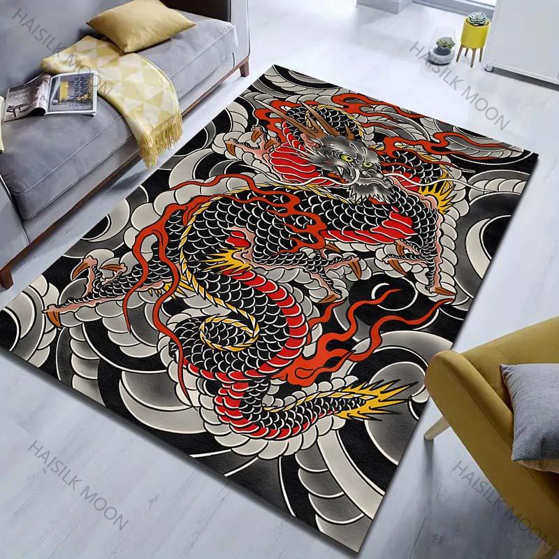 

Japanese Tattoo Art Dragon Print Carpet for Living Room Bedroom Bedside Sofa Floor Mat Modern Home Decor Area Rug 40x60cm (16x24in)