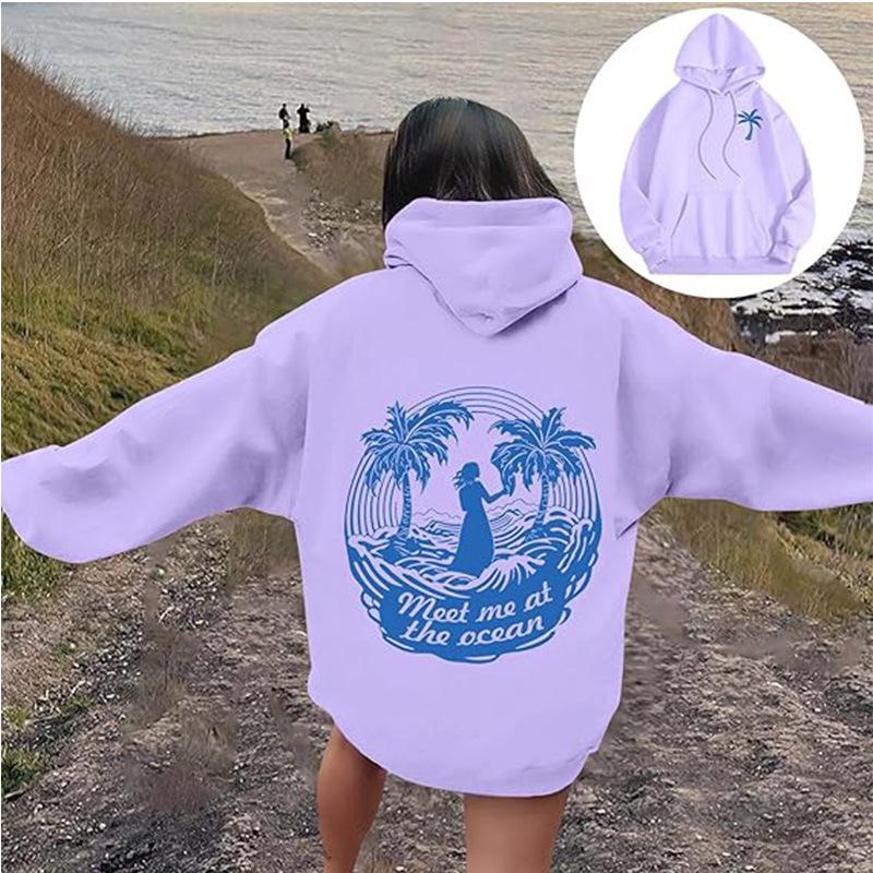 Damen Kapuzenpullover mit langen Ärmeln, tief angesetzten Schultern und Rippstrick (XS-5XL) - Modischer Pullover mit Aufdruck Sportbekleidung