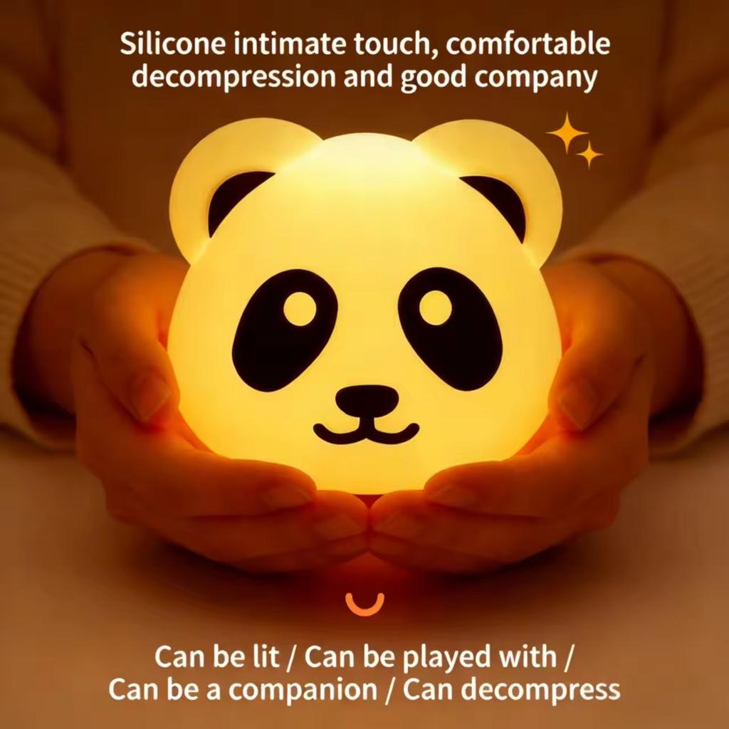 Cute Silicone LED Night Light for Baby Nursery Cartoon Animal Lamp USB Rechargeable Bedside Decor