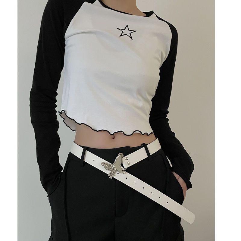 

Black Trendy Pu Womens Belt With Elegant Butterfly Accent Ideal For Outfits Casual білий