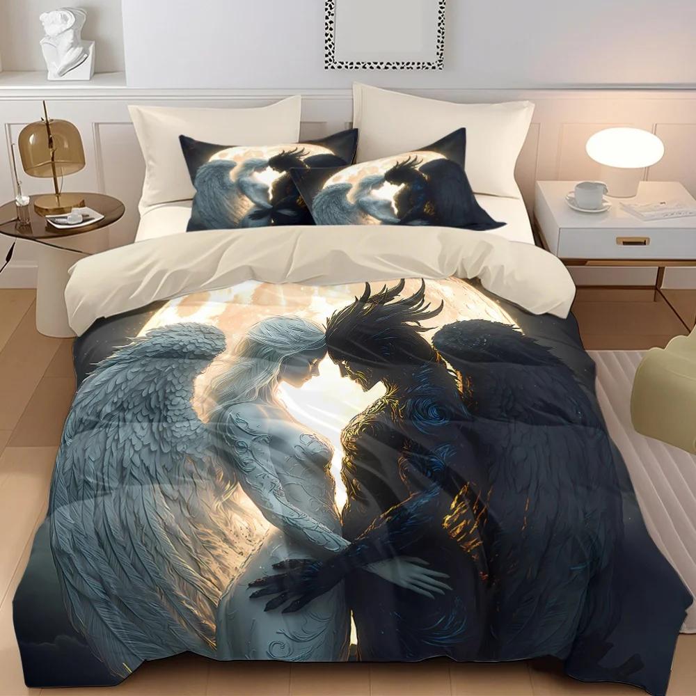 

3pcs Angel Demon Printed Quilt Set- Includes 1 Quilt Cover and 2 Pillow Cover (without Filler) 135x200cm