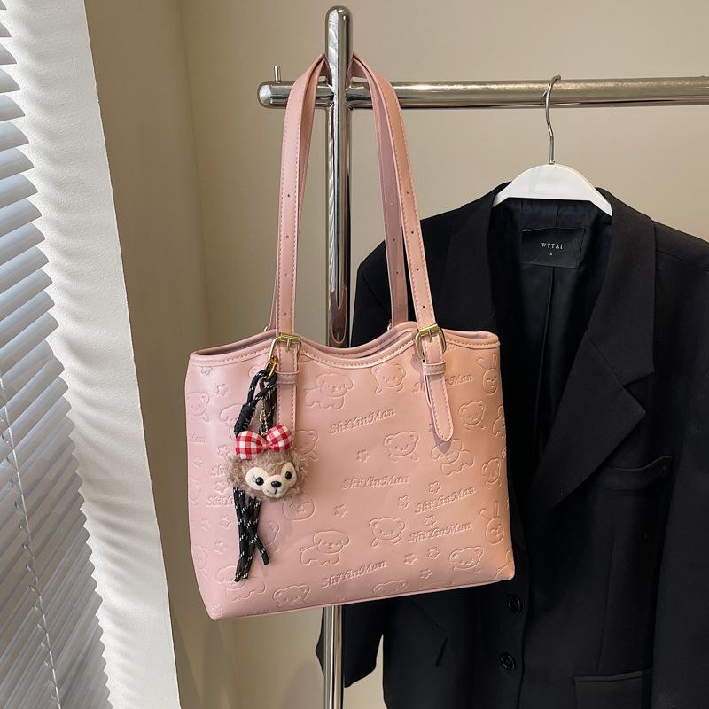 High-end contrasting color large-capacity bag women's 2025 new fashion commuter shoulder college student portable tote bag