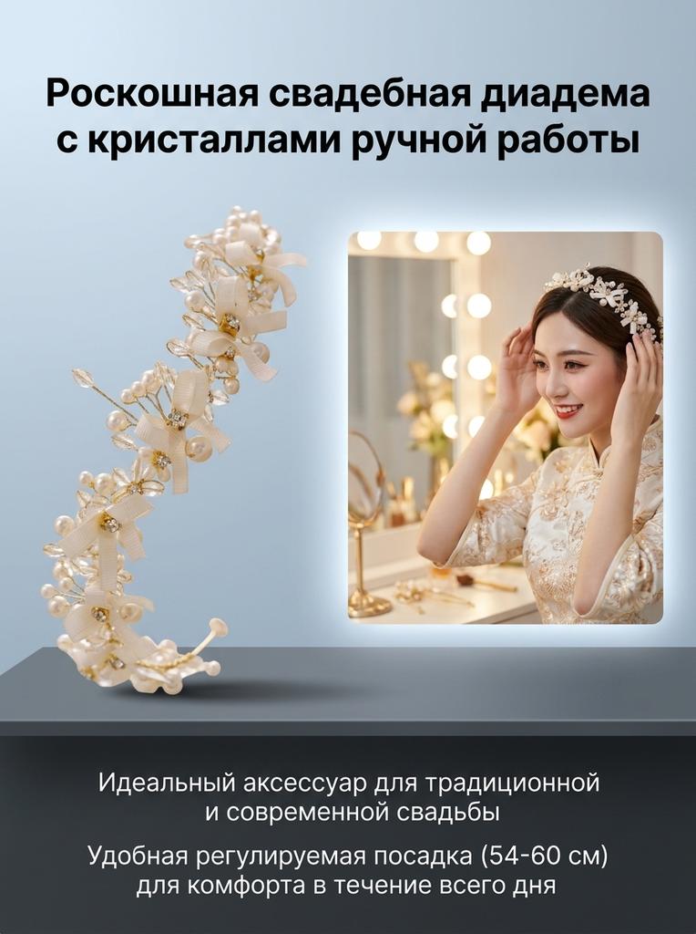 Bridal Crystal Beaded Headband Hand-made Hair Accessories For Chinese Wedding Ceremony