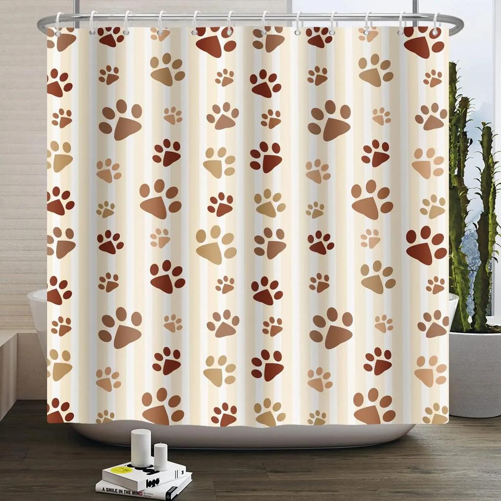 Panda Bamboo Shower Curtain, Cartoon Funny Cute Blue Sky Rainbow Kids Bamboo Forest Animals Birds, Bathroom Decorative Fabrics