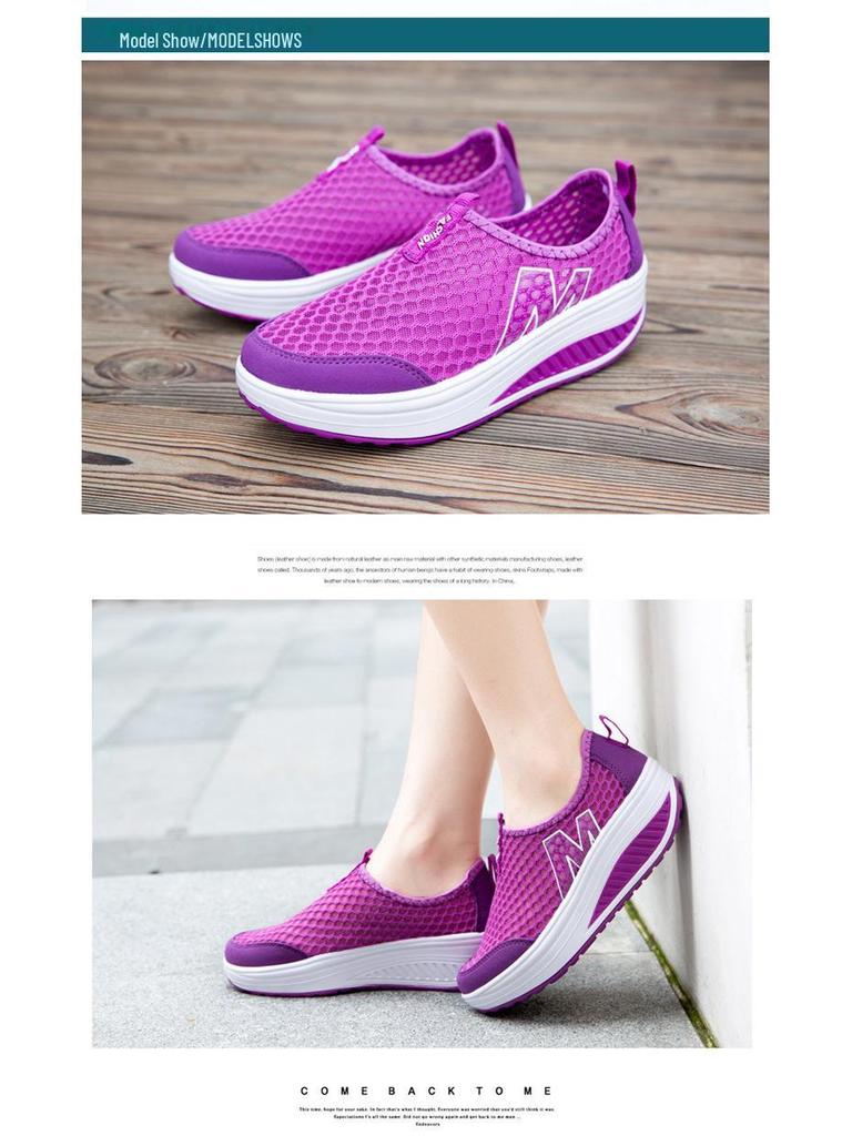 Women's Mesh Slip-On Platform Shoes - Spring/Summer Breathable Casual Sneakers with Thick Sole