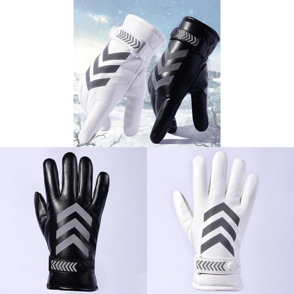 Pu Leather Mens Touchscreen Gloves For Winter Outdoor Cycling Commuting