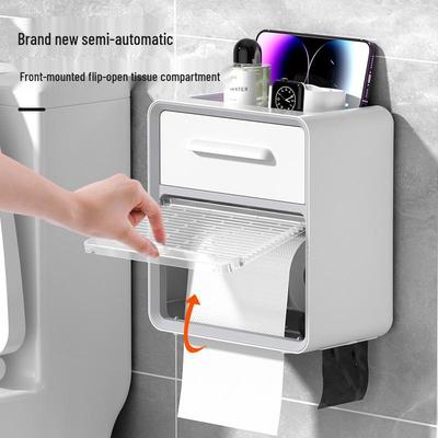 Stanzfreie wandmontierte Taschentuchbox mit sichtbarer Aufbewahrung für Badezimmer