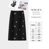 Elegant Heart Print Black Midi Skirt for Women - 2026 Spring/Autumn Age-Reducing Style