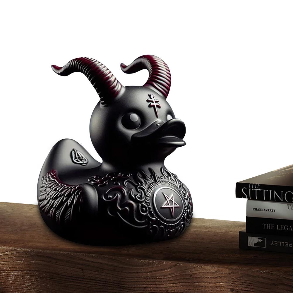 Satan Duck Novelty Ornament Satanic Duck Figurine Goth Resin Duck for Desk Bedroom Halloween Decor