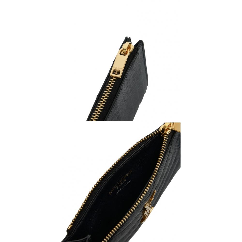Saint Laurent Card Wallet Cassandra Monogram Matelass  Gold Zipper 607915 Bow01