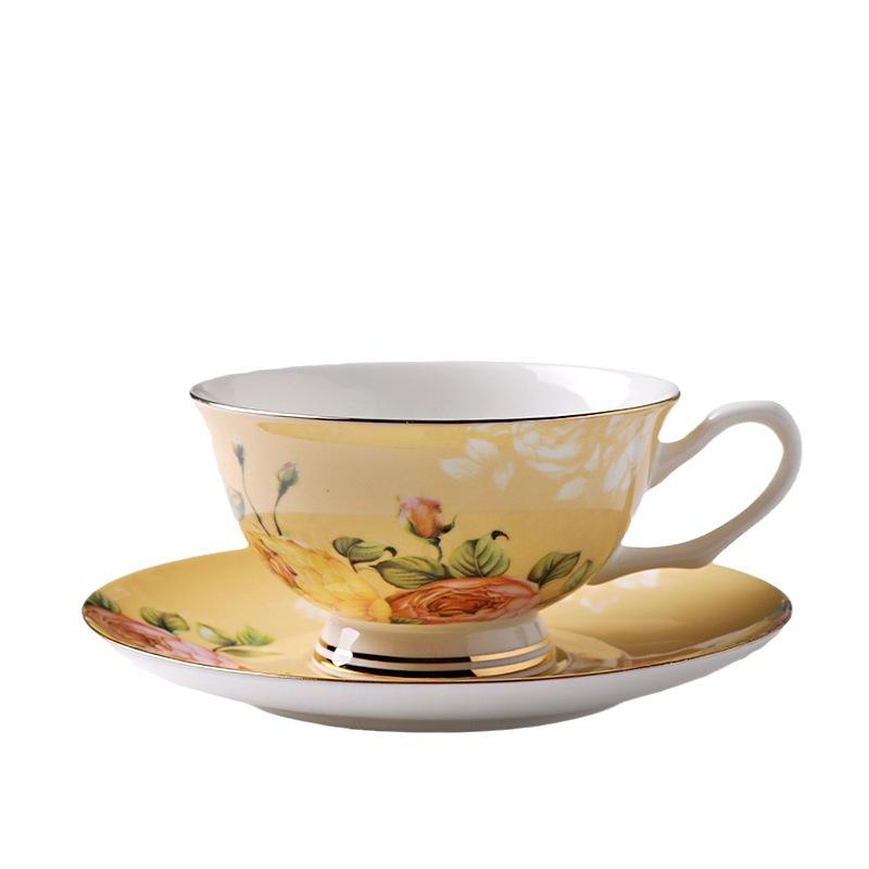 British Bone China Coffee Cup And Saucer Set, Simple Ceramic Coffee Cup Printing Pattern, European Cup And Saucer Souvenir Gift