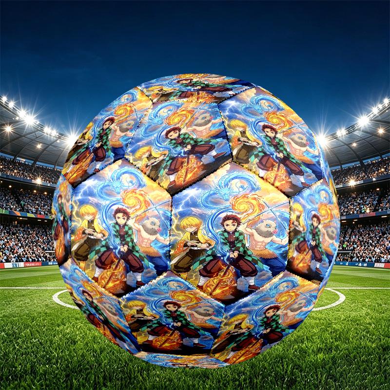 Demon Slayer Print Size 5 Soccer Ball, PU Wear Resistant Football for Match Training and Daily Practice, Birthday Gift for Soccer Fans