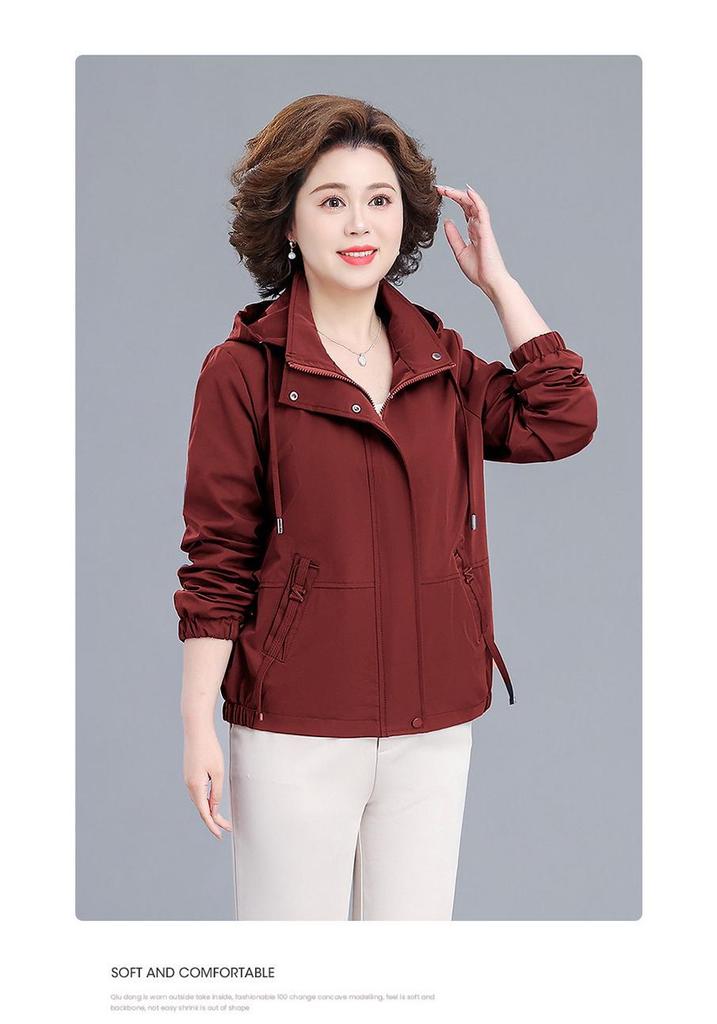 2026 Stylish Plus-Size Spring/Autumn Windbreaker for Middle-Aged and Elderly Women