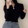 Autumn Winter New Fashion Long Sleeve Turn-down Collar Solid Sweaters Women's Clothing Loose All-match Knitting Vintage Chic Top