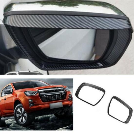 Carbon Fiber Rearview Mirror Rain Eyebrow Trim For Isuzu D-Max Dmax 2021-2024