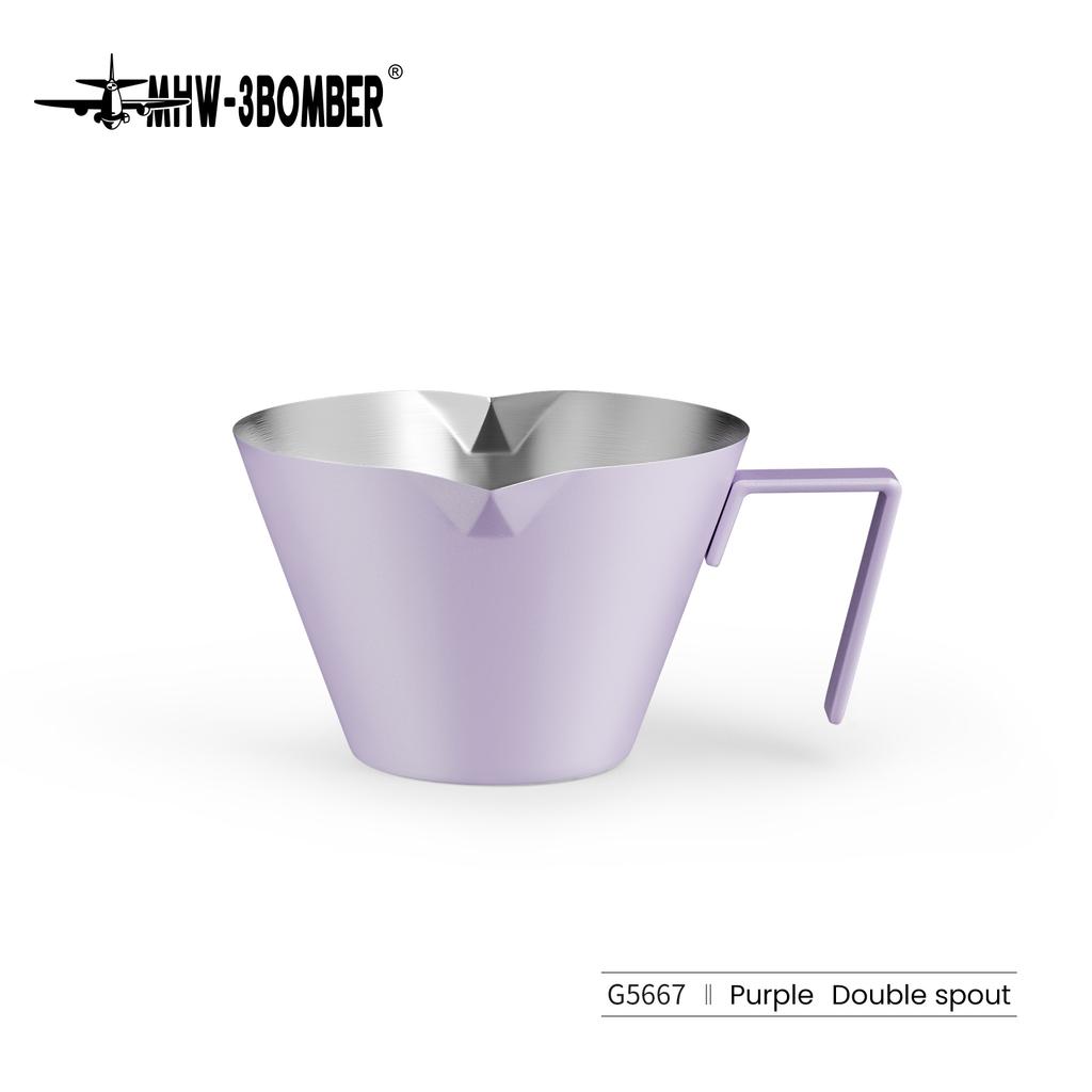 MHW-3BOMBER 100ml Espresso Measuring Cups Single/Double Spouts Stainless Steel Espresso Shot Cups with Handle Scale Barista Tool