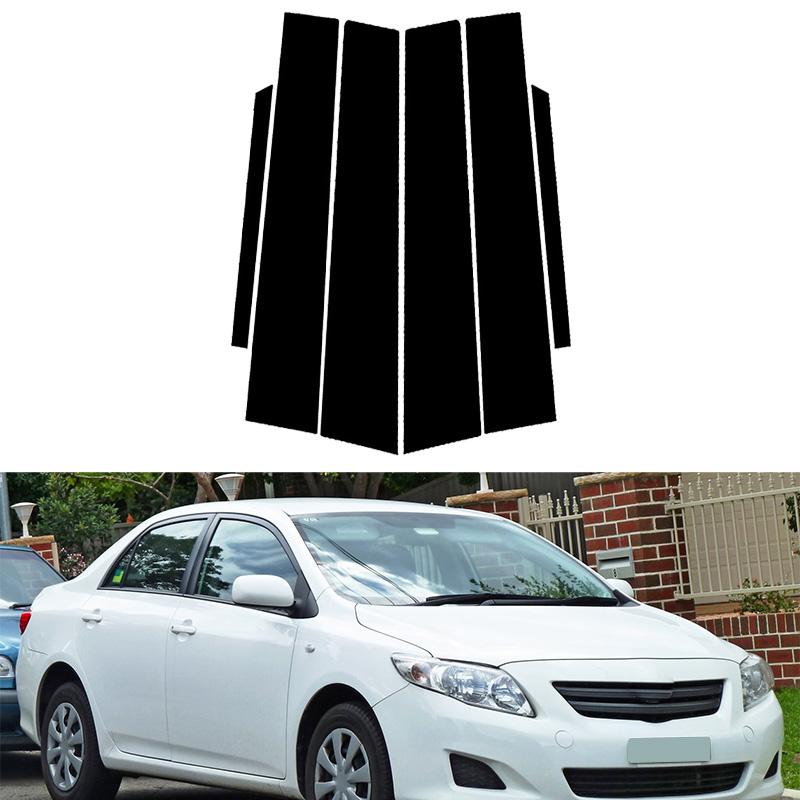 6Pcs Polycarbonate for Toyota Corolla E140 2007-2013 Car Door Window Pillar Center Post Trim Stickers Auto Styling Decoration