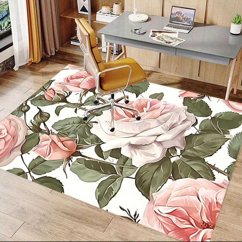 1PC Rose Pattern Carpet Ultra Soft, Thick & Absorbent, Non Slip Machine Washable Mat for Entryway