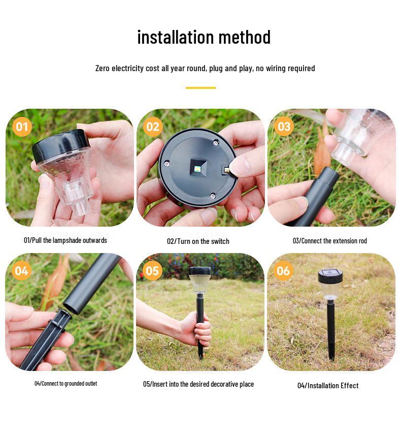 Outdoor Waterproof Solar Lawn Lamp - New Model with Courtyard Projection, Ground Plug, and Light & Shadow Path Decoration