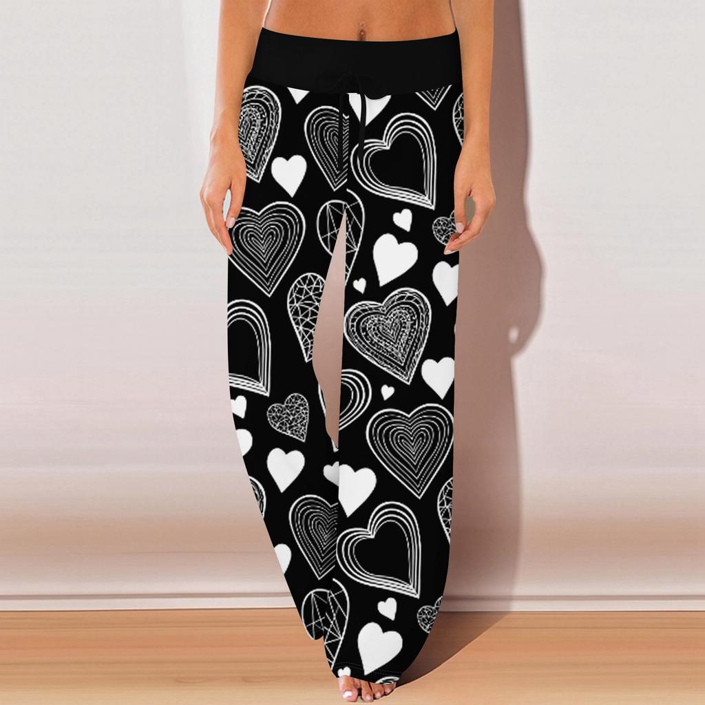 Dámské pyžamové kalhoty na spaní ležérní kalhoty se stahovací šňůrkou v pase pohodlné rovné kalhoty na jógu volné