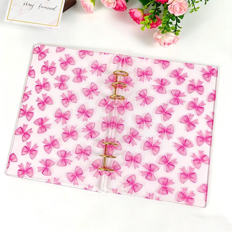 A5/A6 Pink  Butterfly Acrylic Binder 6-Hole Printed Cover Detachable Planner Wholesale Stationery