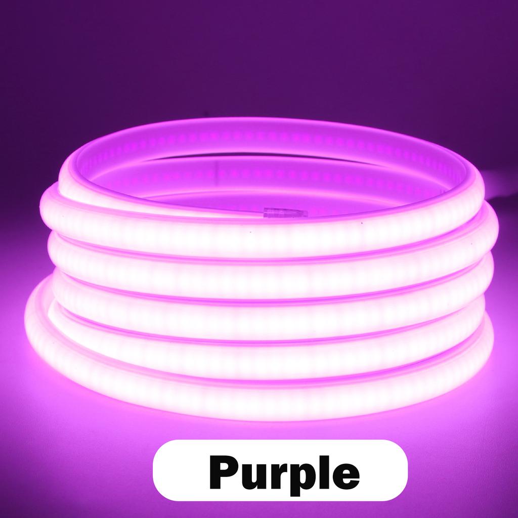 220V COB Neon Strip 288LEDs/m Purple White Blue Red Green IP67 Waterproof Ribbon Light With Switch EU Plug Lighting Garden/Home