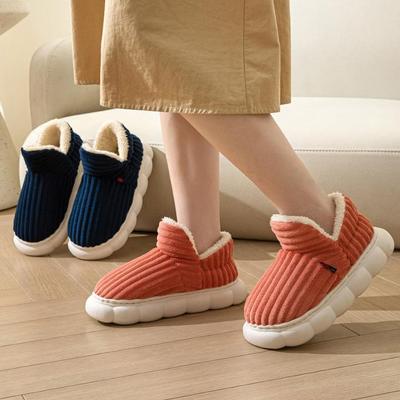 Unisex Autumn Winter Large Size Thick Bottom Snow Boots Men Fur Velvet Shoes Women Warm Indoor Cotton Slippers 36-45