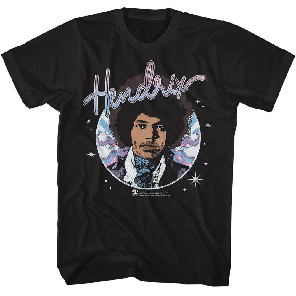 Jimi Hendrix Psychadelic Circle Stars Men s T Shirt Rock Band Music Merch S