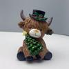 Christmas Highland Cow Figurine Resin Santa Tree Scottish Statue for Xmas Home Garden Kitchen Office Tiered Tray Table Decor