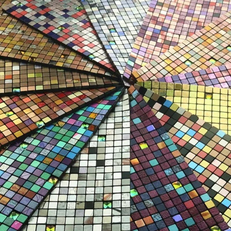 3D European Smooth Metal Mosaic Wall Sticker Self-adhesive Tile Kitchen Bathroom Bar Living Room TV Background Wall Decor Stick