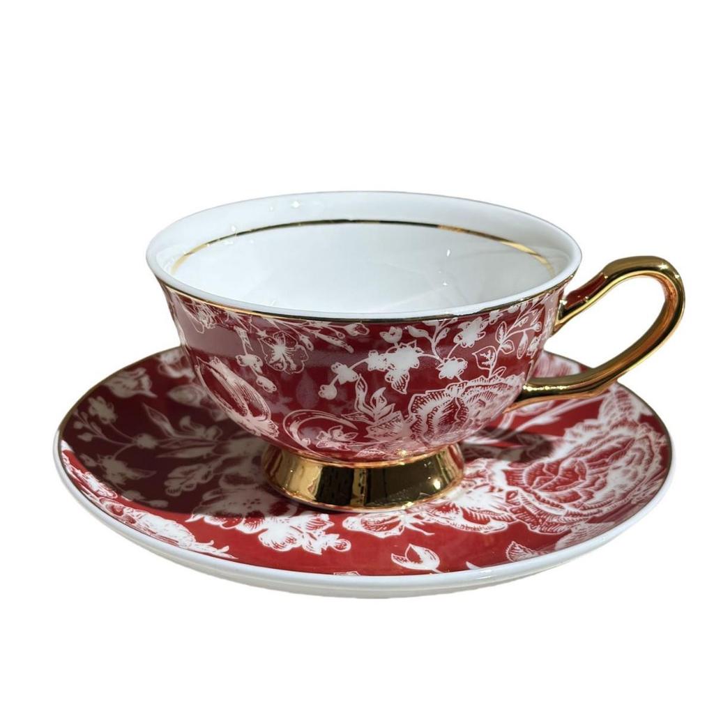 European Elegant Bone China Coffee Cups - Light Luxury Rose Design