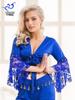 Belly Dance Lace Top with Flared Sleeves and Tassels for Performances