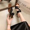 One-word Sandals French Pointed Niche Sandals Women's Shoes Wear Black Wedge Heels 2025 Summer New Slippers