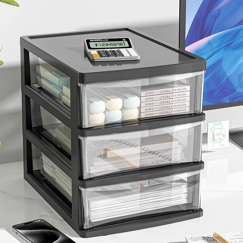 JOJAJU 1Pc Storage Box,Space-Saving Clear Drawer Organizer (2/3/4-Tier) Sort Office,Home,dormitory,Makeup, Pens, Jewelry