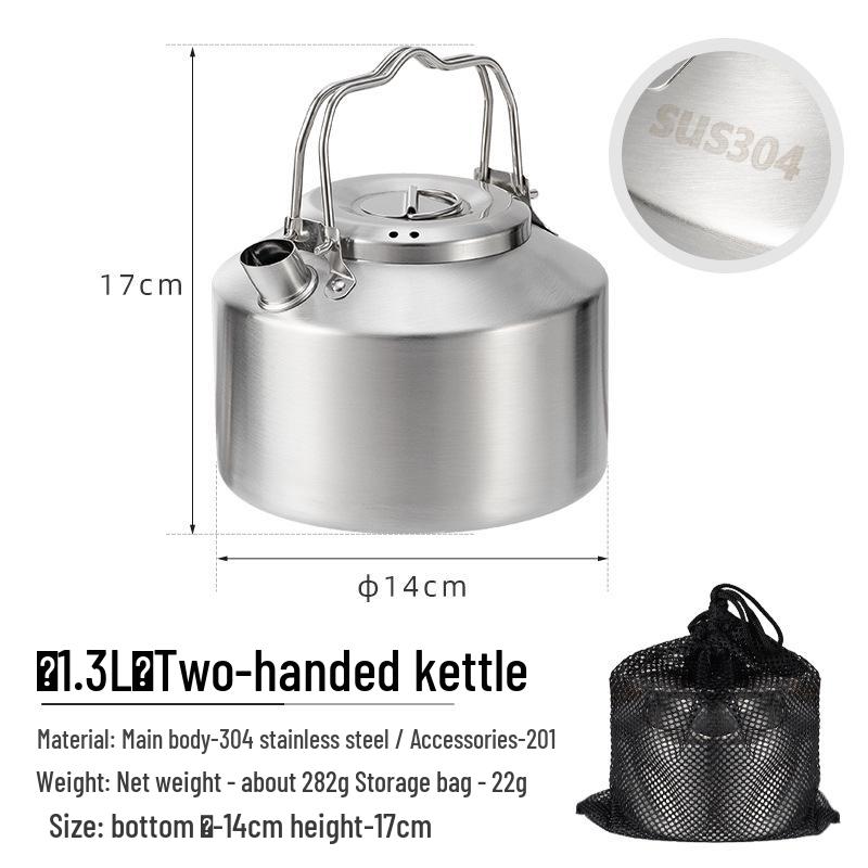 Portable Outdoor Stainless Steel Camping Kettle - Perfect for Hiking, Fishing, Picnics, and Self-Driving Trips