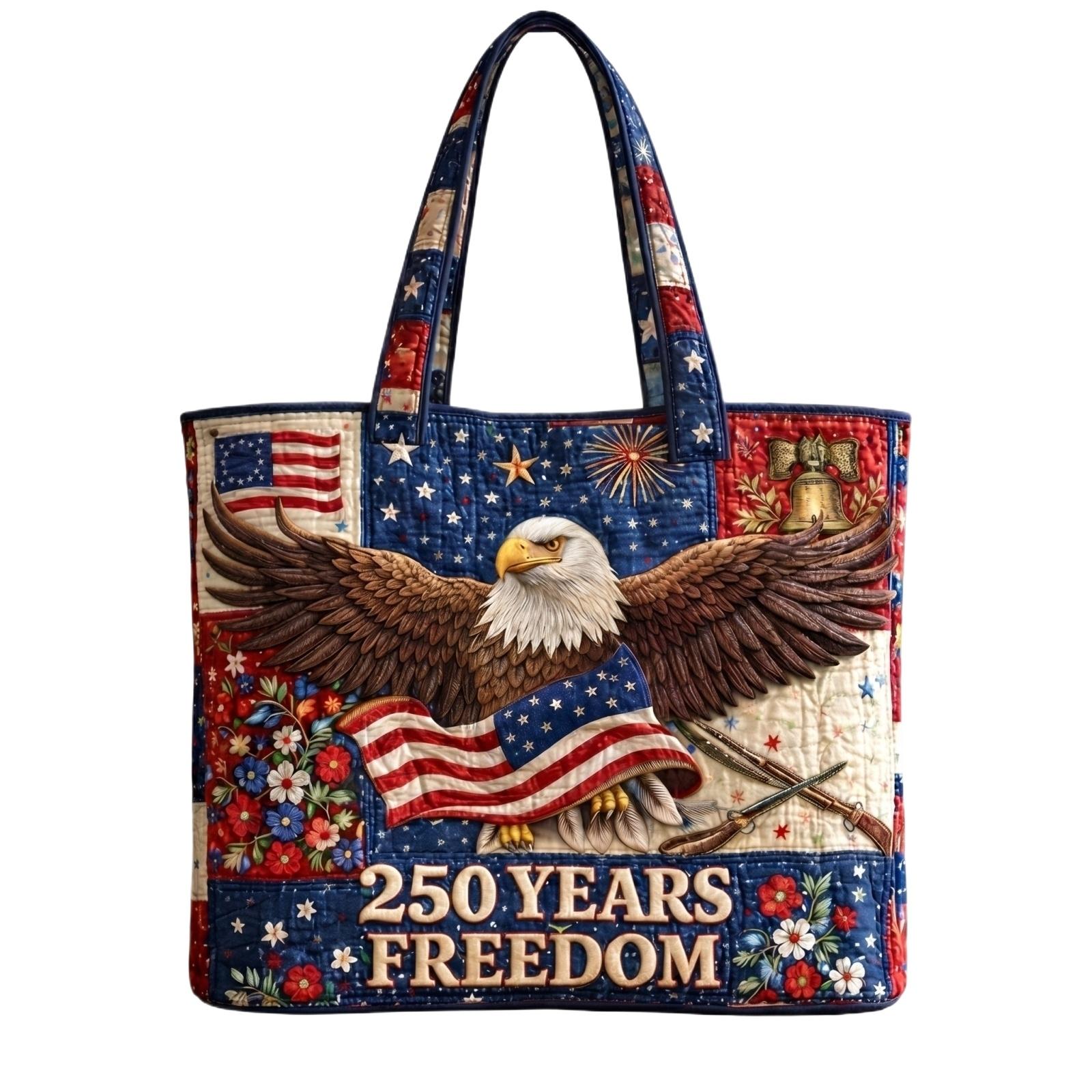 

US 0th Anniversary Quilted Single Shoulder Tote Bag One Size