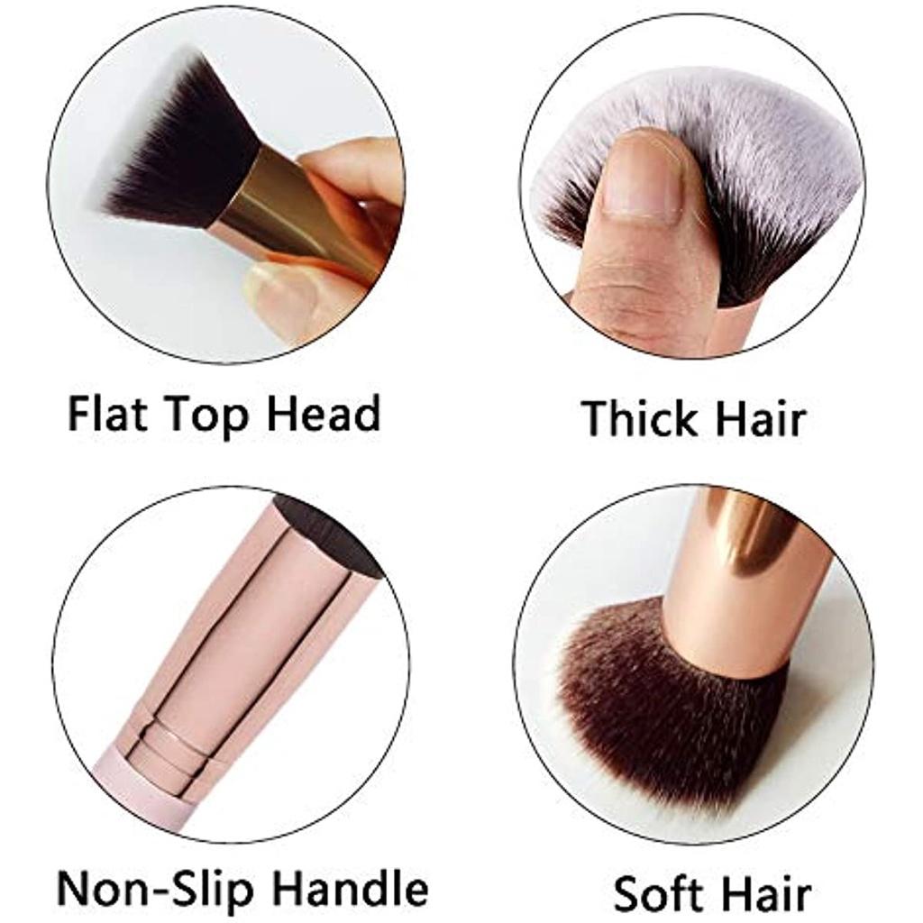 Foundation-Pinsel mit flacher Spitze zum Polieren, Verblenden und Glätten von Gesichts-Make-up
