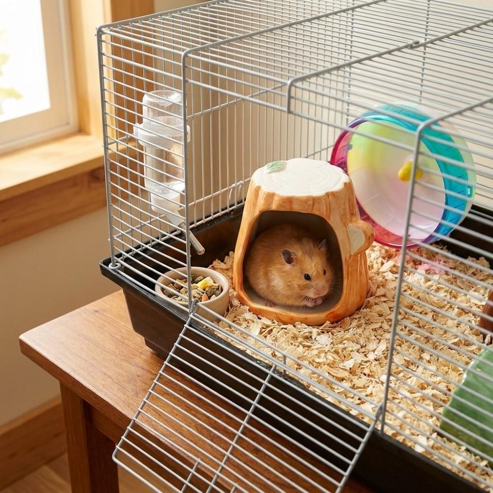 Mushroom Shaped Ceramic Hamster Hideout Chew-Proof Pet Sleeping Nest for Turtle Hedgehog