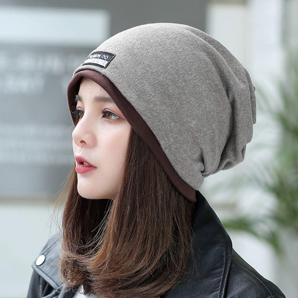 Solid Color Head Wrap Cap Ruffle Beanie Scarf Casual Turban Hat