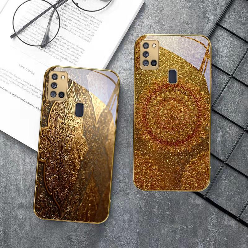 Emblème Classique Doré Pour Samsung A 31 32 A33 A34 35 14 A15 13 A16 25 26 50 52 53 54 55 56 70 71 72 73 Coque de téléphone en verre doré