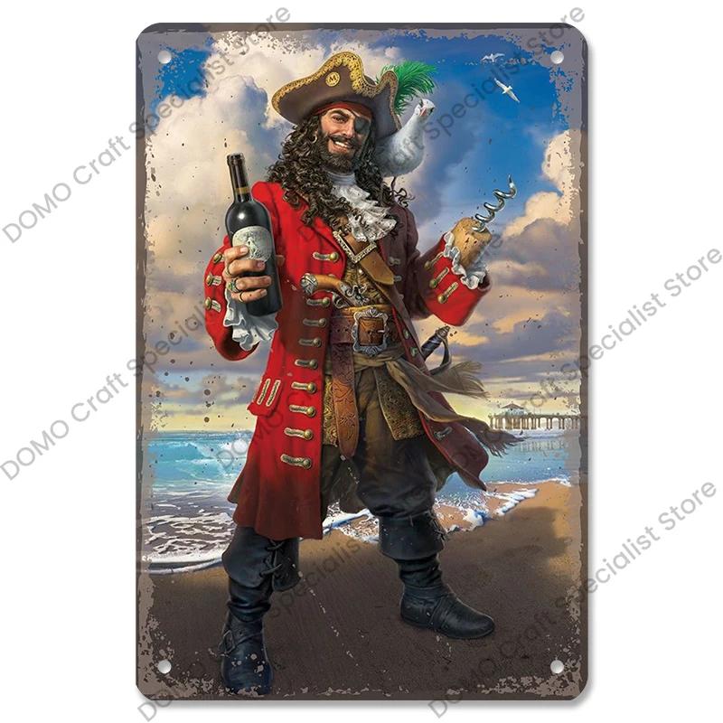 Rum Brand Plaque Vintage Metal Tin Signs Captain Mermaid Metal Poster Retro Wall Art Decor for Bar Pub Club Living Room Home