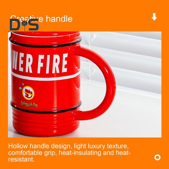 Ceramic Coffee Mug 450ml Funny Flame Extinguisher Cup with Lid Ice Chocolate Milk Beverage Mug Creative Gift for Men Women