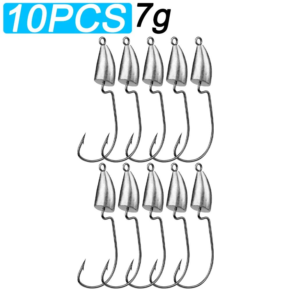 10PCS Metal Jig Head Worm Hook 3.5g 7g 10g 20g Weight Crank Fishhooks Gear Sinker Pesca for Lure Texas Rig Fishing Tackle Kit