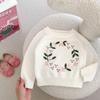 2025 Høst Baby Jente Strikket Blomsterbroderi Genser Pullover