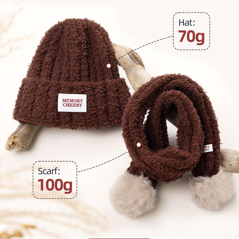 Knitted Kids Hat Scarf Set Soft Baby Beanie Hat New Children Winter Hat  Cold Weather Accessories