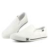 Unisex weiße Canvas Slip-On Skate-Schuhe: Lässiger Frühlingsstil